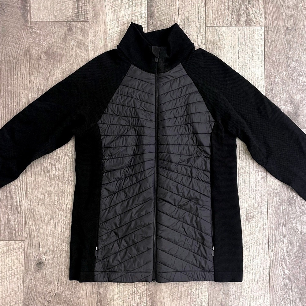 Athleta Flurry Force Insulated Primaloft Jacket Black Medium Hybrid Puffer Zip